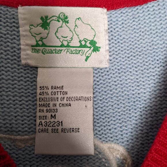 The Quacker Factory Vintage V-Neck Christmas Cardigan Snowman Angel Size M - Picture 3 of 8